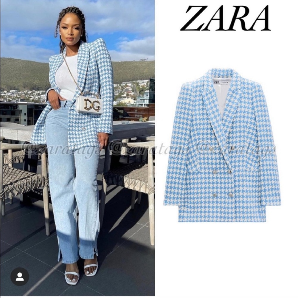 Zara double breast blazer houndstooth bloggers fav